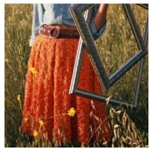 Anthropologie Moulinette Soeurs Orange Lace Skirt